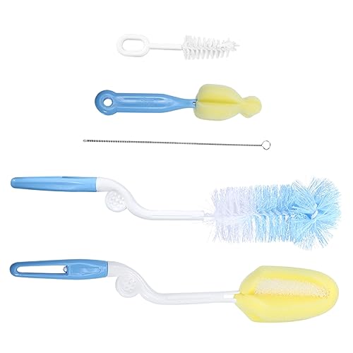 BUTIFULSIC 5pcs Bottle Brush Bottle Cleaning Brush Flexible Scrub Brush Bottle Cleaner Pacifier Cleaner Long Handle Cleaner Brush Perspex Cleaner Flexible Cleaner Brush Sponge Blue
