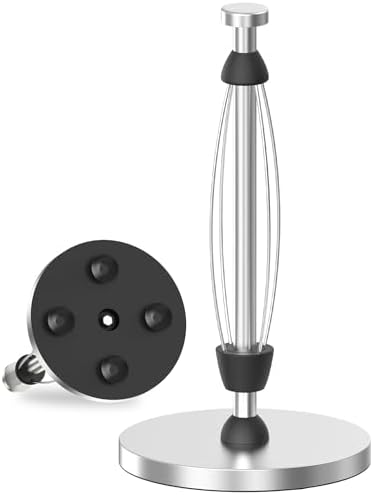 VEHHE Paper Towel Holder, One-Handed Tear Paper Towel Holder Countertop, Kitchen Paper Towel Holder with Suction Cups, Stainless Steel Paper Towel Holder - Silver