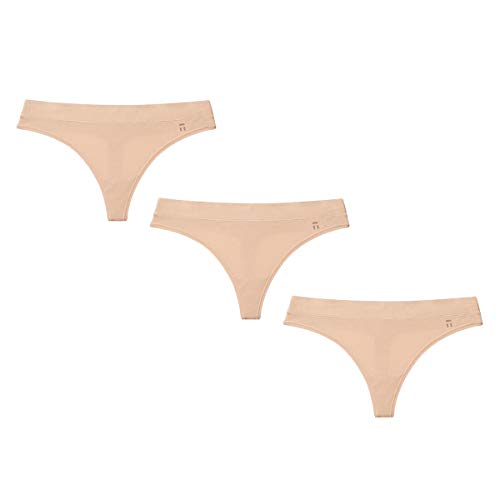 Tommy John Women's Cool Cotton Thong Underwear - 3 Pack - Breathable Quick Dry Soft Panties (Maple Sugar, Xx-Large) #TOP21