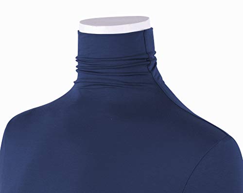 Image of AUHEGN Women's Long Sleeve Short Sleeve Lightweight Turtleneck Top Slim Fit Pullover T-Shirt (S-XXL)