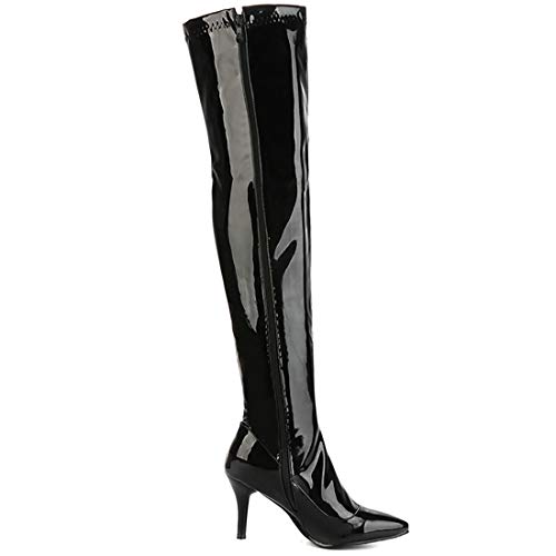 MAVMAX Womens Side Zipper Stiletto Heel Pointed Toe Thigh High Boots2
