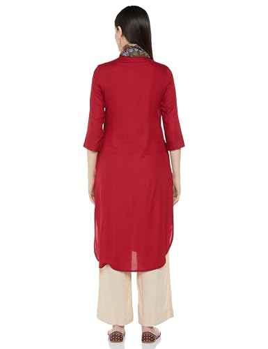 Image of BIBA Women Rayon Straight Solid Suit Set