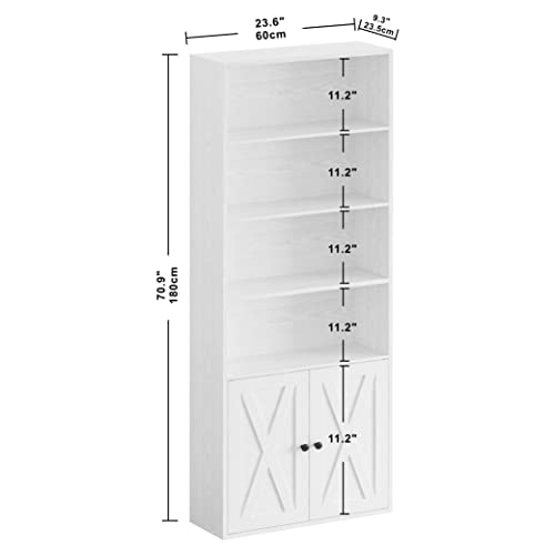 IRONCK-Industrial-Bookshelves-and-Bookcases-with-Doors-Floor-Standing-6-Shelf-Display-Storage-Shelves-70-in-Tall-Bookcase-Home-Decor-Furniture-for-Home-Office-Living-Room-Bed-Room