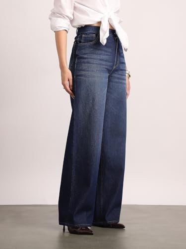 Image of Urbano Fashion Women's High Rise Loose Baggy Fit Washed Jeans Non-Stretchable