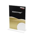 Deflecto A3 Portrait Stand Up Sign Holder, Stall Display Stand, Menu Stand, Leaflet Display Stand, Document Holder, Menu Holders for Tables