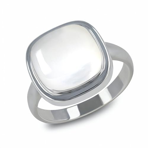 Aden Bague Femme Argent 925 & Nacre Blanche – Ovale Iridescent 12x11mm – Modèle Soraya – Pierre Naturelle Authentique