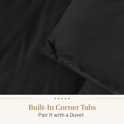 Image of The Ultimate Luxury Fluffy Down Alternative Comforter - Plush Premium Duvet Insert, Thick All Season Breathable Hotel Collection Puffy - Queen Black