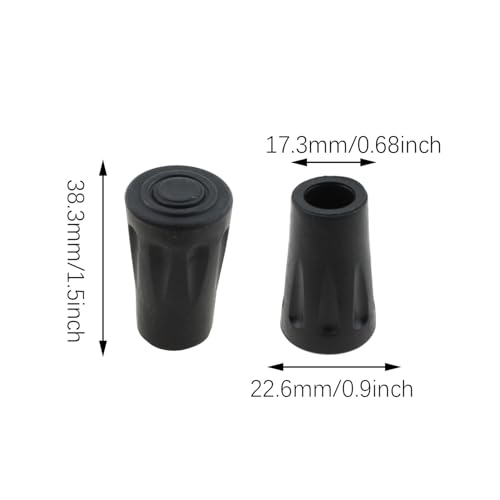 SQXBK 10PCS 40mm Black Trekking Pole Accessory Non Slip Rubber Sleeves Hiking Pole Accessories Cane Rubber Tip Suitable for Crampons and Ski Pole