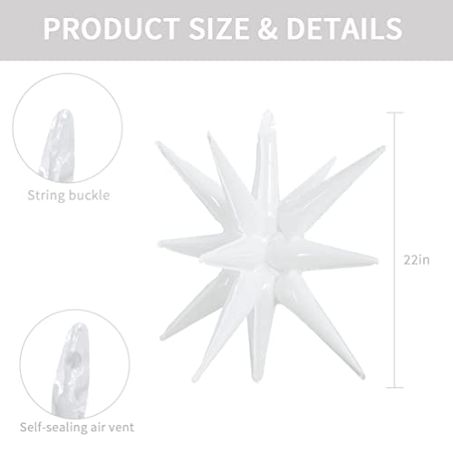 Image of TONIFUL 4 Pcs Explosion Star Balloons White Foil Balloon Party Decorations | 22 Inch Large Mylar Star Balloon for White Party Decor Christmas New Year Birthday Wedding Baby Shower Photo Booth Supplies