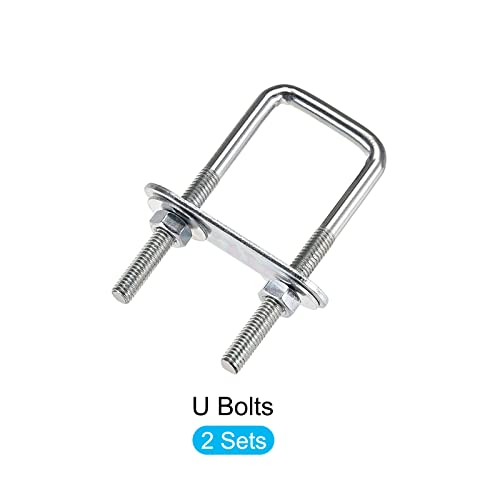 Image of METALLIXITY U Bolts 2 Sets (M6x30x80mm), Square U Bolt Carbon Steel with Accessories - for Construction, Pipe