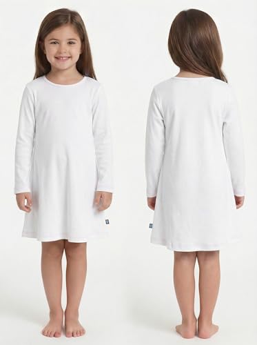Image of City Threads Girls' 100% Cotton Long Sleeve Dress - Active Kids School, Playing, Parties - Made in USA