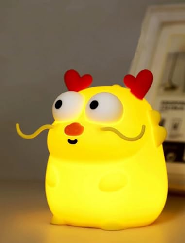 Image of Lying Flat Duck Night Light LED Squishy Lamp Rechargeable Cute Lamp with 2-Level Brightness Silicone Dimmable Nursery Nightlight Funny Gift USB Rechargeable (Dragon)