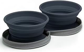 Two Collapsible Dog Bowls - Dog Water Bowl - Foldable Bowl with Travel Case - Grey