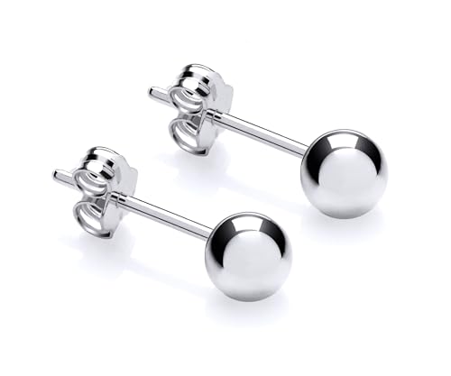 Image of 925 Sterling Silver 5mm Ball Stud Earrings Pair Ladies Girls Mens