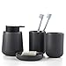 Produktbild Stilvolle 4-Teilig Bad & Sink Zubehör-Set Moderne Vanity Organizer Kit Enthalten Tumbler, Lotionspender, Seifenschale, Kleine Fett Kind (Grau)