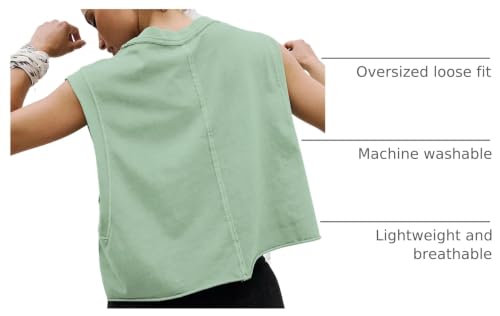 Image of HUGOOME Women Workout Tank Tops Oversized Crop Sleeveless Tee Loose Fit Boxy Basic Yoga Active Summer T Shirts Gym 2026