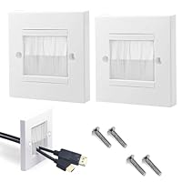 Kabelauslass, KabeldurchfüHrung Wand, 86 * 86mm Einzelgang-Bürstenplatte, Kabelauslassdose Unterputz, mit Brush-Borsten für Multimedia Kabel, für Kabeldurchführungen Kabeldurchlass Weiß, 2 Stück