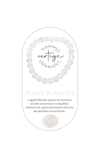 VERTIGE Bracelet de lithothérapie Pierres Naturelles Minérales, Source de bien être et Physique, Apporte TRANQUILLITÉ et LUCIDITÉ, Aide à canaliser son STRESS,...