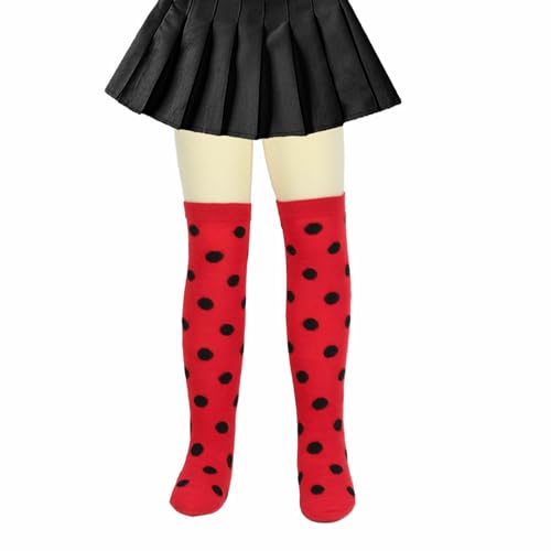 3 pairs - minimalist red and black polka dot knee socks3