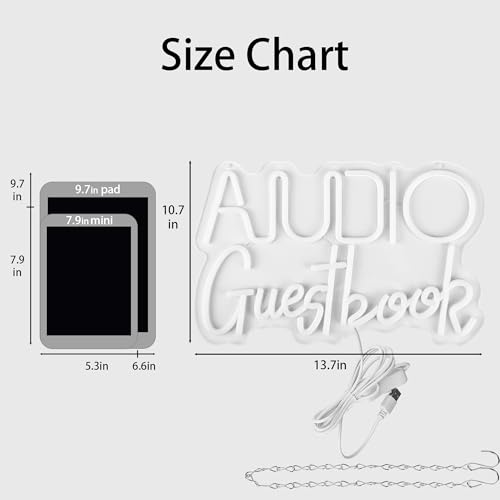Image of Audio Guestbook Neon Signs for Wall Decor Led Lights for Wedding Leave Message White Led Signs for Birthday Parties Corporate Events Graduation Ceremonies Festival Holiday Size 15 * 9.5in(XD349)