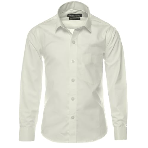 Gillsonz A1New - Chemise de fête pour enfant - Repassage facile - Étudiant - Manches longues, ivoire, 152-158