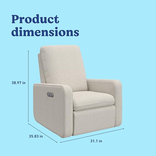 Image of Graco Teddi Power Recliner Swivel Glider, Electronic Power Recline, Oeko-TEX 100 Certified, USB-A & USB-C Charger, Premium Cushioning & Comfort - (Dune Basketweave)