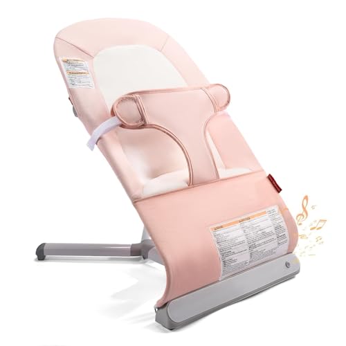 Tiny Marvels Baby Bouncer, 3-Point Harness Rocker Chair for Newborn Toddler, Portable Baby Bouncer...