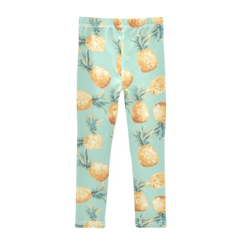 KLL Gold Glitter Pineapples Mint Girls Basic Leggings Casual Full Length Leg Yoga Pants Running2
