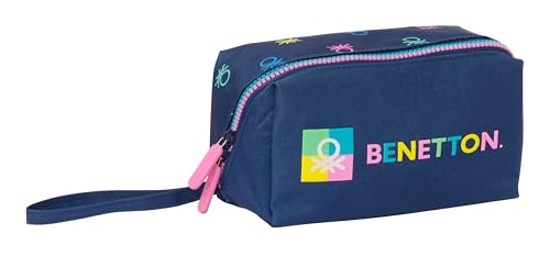 Safta M050, Benetton Cool-Portatodo Cuadrado Grande, Infantil, Estuche Niño, Ideal Edad Escolar, Cómodo y Versátil, Calidad y Resistencia, 22x10x10 cm, Color Azul Marino Unisex niños, Estándar