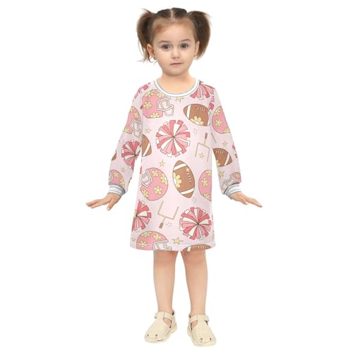 Soccer Sport Girls Dresses Long Sleeve Sweatshirt Dress for Girls Winter Toddler Casual A Line Dresses Size 2-8T4