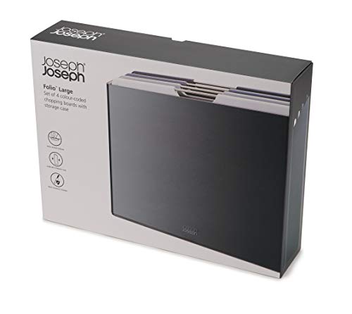 Joseph Joseph Folio 4 Piece Colour Coded Cutting Board Set with Slim Storage Case Large Graphite by Joseph Joseph - Image 2