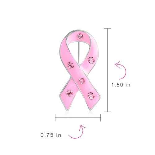 Image of Bling Jewelry Set of Three Crystal Accent Enamel Prevention and Awareness Pink Ribbon Support the Cause Breast Cancer Survivor Brooch Pin For Women Silver Gold Plated