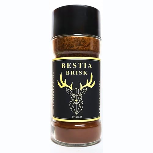 Image of Bestia Brisk Instant Coffee Original, Light Roast, 4-6 Hours Energy, Preservative-Free, No Chicory, Zero Sugar, Slow Roasted, Gourmet, 60% Arabica & 40% Robusta, AAA Grade, Coorg, Single Origin, 100g