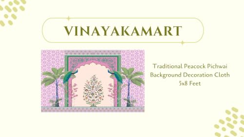 Image of Traditional Backdrop Decoration | Traditional Peacock Pichwai Background Decoration Cloth 5x8 Feet | varamahalakshmi Pooja Background