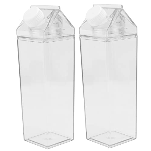 FELTECHELECTR 2pcs Juice Container Reusable Milk Carton Drinking Cup Envase Drink Bottle Transparente Clear Milk Milk Jug Travel Water Bottle 500ml Milk Bottle re-usable