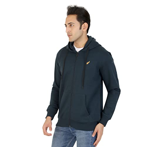 Image of D-GREEN Sweatshirt for Men Stylish Hoodie with Zipper and Full Sleeves Winter Wear