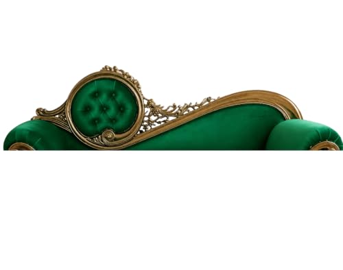 Image of Victorian Style Chaise Lounge, Tufted Cream Upholstery, Mahogany Wood Frame, Classic Living Room Furniture (Green)