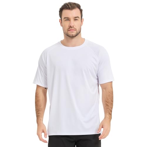 Sun Protection T-Shirts Short Sleeve Athletic Shirts for Men Quick Dry UPF 50+ Workout for Running Fishing Hiking