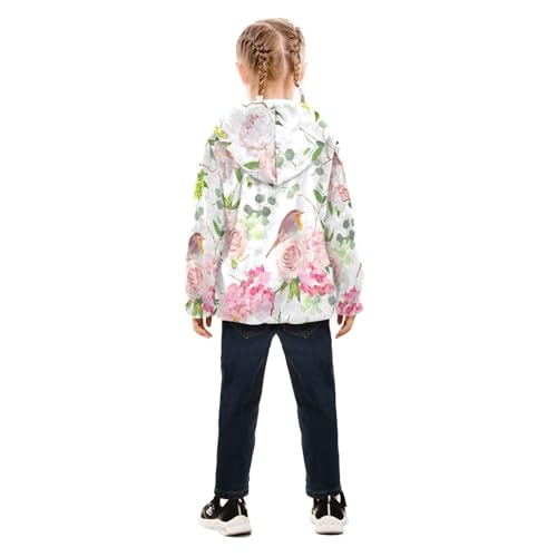 OTVEE Spring Bird Pink Flowers Kids Hoodie Jacket Fall Spring Full Zip Warm Outwear Coat4