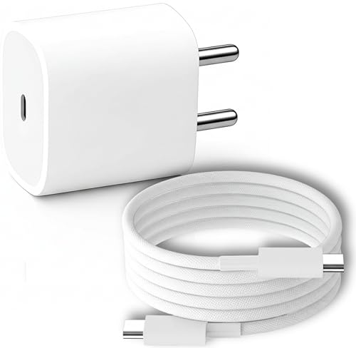 Image of HANYCONY 20w PD3.0 Charger with Type C to C Cable Compatible with iPhone 14 /14Plus /14Pro /14 Pro max13 /13 Pro /13 Pro max /12 /12 Pro /11 /X /X | BIS Certified | Color White | Original Charging Speed |