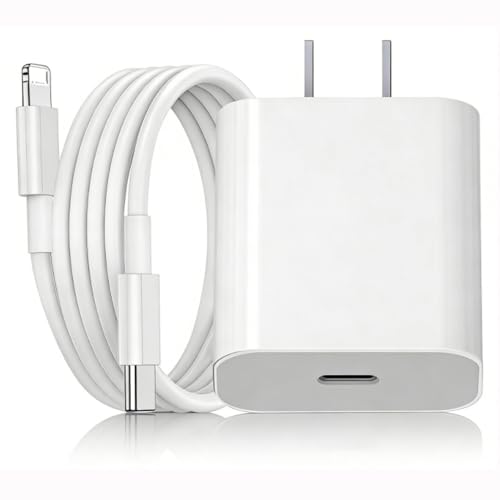 Cargador Tipo C, Carga Rápida 20W, Cable 2m, Portátil, Compatible con iPhone 14/13/12/11/X/XS/XR/8/SE/iPad Pro/iPad Air/iPad Mini (Blanco, Cable...