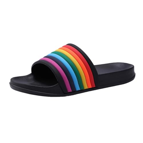 Rainbow Sport Sandal Slide for Women for Men Pride Month LGBTQ+ Parades Queer Party Cute Y2k Kawaii Aesthetic Sandals Shower Slippers Flats Indoor Outdoor Beach Travel Pool