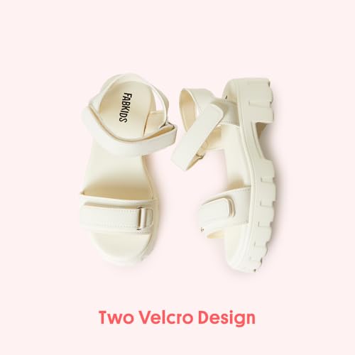 Image of FabKids Girl's Flat Sandals Comfort Adjustable Double Strap Slip on Leather Footbed Sandals for Toddler Little Kid Big Kid