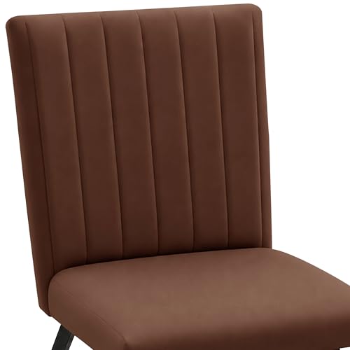 Image of Rosebell Set of 4 Dining Table Chairs with Wooden Top Table, Upholstered Cushioned Chairs, Modern Compact Dining Set for Home, Kitchen & Dining Room (Brown)