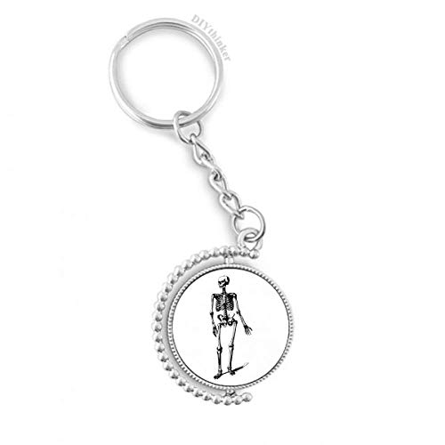 Porte-clé squelette humain rotatif, idée cadeau originale et insolite