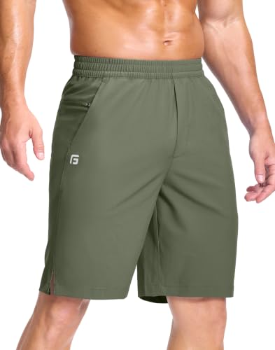Image of GGJ Men's Lightweight Athletic Shorts with 2 Zipper Pockets 7 inch /9 inch /5 inch Gym Workout Running Quick Dry Tennis Shorts for Men