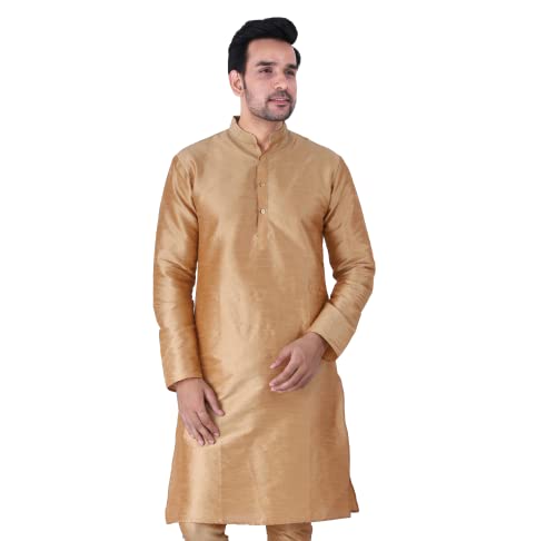 Image of Sadree Men's Silk Blend, Knee Length, Full Sleeve, Mandrin Collor, Solid Style, Attractive Colour, Solid Plain Kurtas