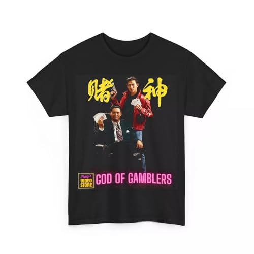 Photo de RUIdrSEDFG God of Gamblers Chow Yun Fat Hong Kong Cinema Collection Unisex Heavy Cotton T-Shirt Black XXL