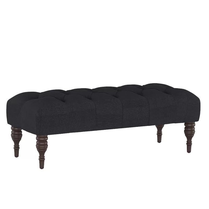 Homevibes Storage Zeno Ottoman with Hidden Compartment, Rectangular 2 Seater Ottoman, Living Room Furniture, Storage Ottomans for Office, Bedroom, Living Room (Ivory) (Black)