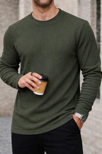 Image of Mack Jonney Men's Striped Ribbed Black Full Sleeve T-Shirt | Premium Soft Stretch Fabric | Casual Wear Round Neck Tee-M6265